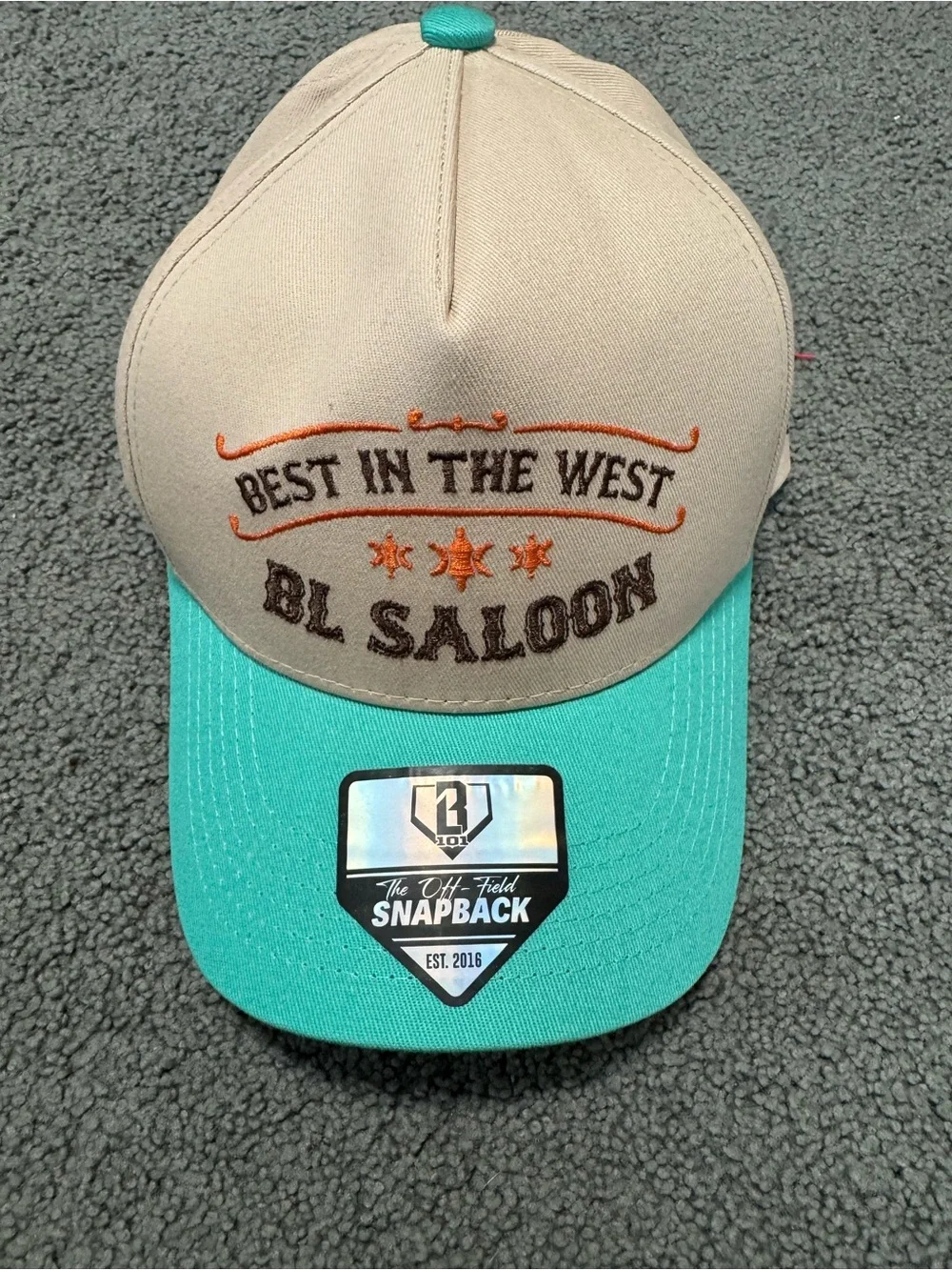 Best in the West BL Saloon Kids Snapback Hat in Beige and Teal